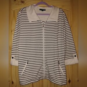 Karen Scott Some White Zippered Sport Jacket Size XL